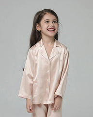 Classic Long Sleeve Kids Silk Pajama Set