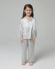 Classic Long Sleeve Kids Silk Pajama Set