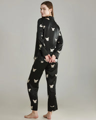 Puppy Print Silk Pajama Set