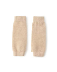 Fingerless Cashmere Knit Gloves, Beige