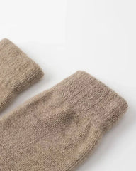 Fingerless Cashmere Knit Gloves, Brown