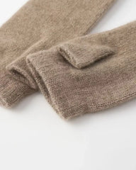 Fingerless Cashmere Knit Gloves, Brown