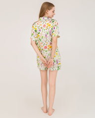 Women's Luxurious Floral Print Silk Pajamas