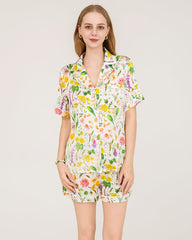 Women's Luxurious Floral Print Silk Pajamas