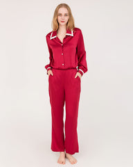 French Peaked Collar Silk Pajamas