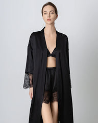 Full Length Lace Silk Robe for Women