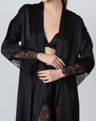 Full Length Lace Silk Robe for Women