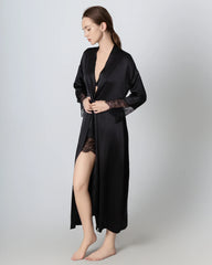 Full Length Lace Silk Robe for Women