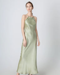 Halter Neck Maxi Silk Dress