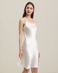 Backless Silk Slip Dress with Cowl Neck