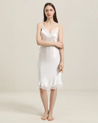 Silk Nightgown with Delicate Lace Details