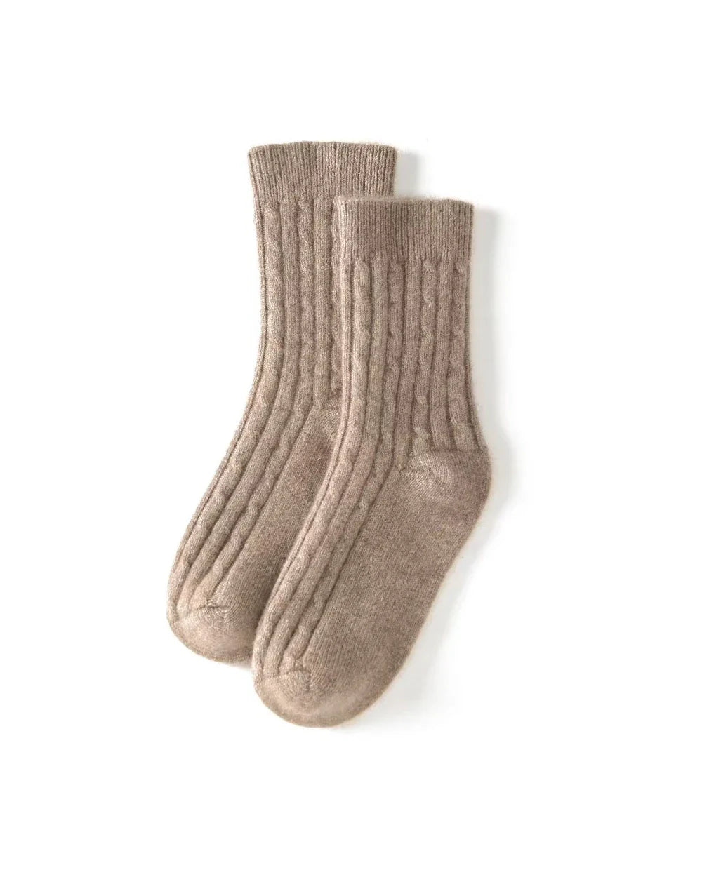 Knit Cashmere Crew Socks, Brown
