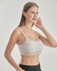 Knit Silk Bralette Square Neck Lace Crop Top