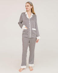Houndstooth Silk Pajamas with Swarovski Buttons