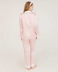 Houndstooth Silk Pajamas with Swarovski Buttons