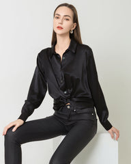 Hem Pleated Silk Blouse