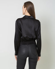 Hem Pleated Silk Blouse
