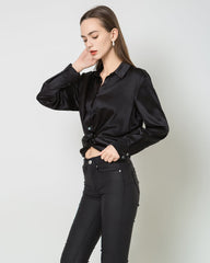 Hem Pleated Silk Blouse