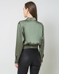 Hem Pleated Silk Blouse