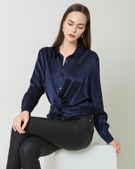 Hem Pleated Silk Blouse