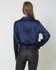 Hem Pleated Silk Blouse