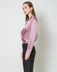 Hem Pleated Silk Blouse