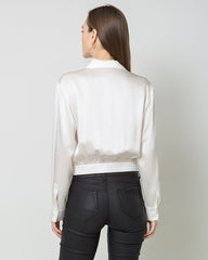 Hem Pleated Silk Blouse