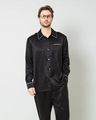 Men's Silk Contrast Piping Pajamas