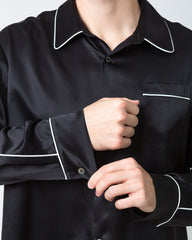 Men's Silk Contrast Piping Pajamas