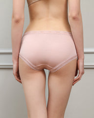 Mid Rise Silk Briefs with Lace Trim