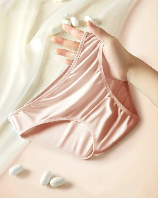 Mid-Rise Silk Knit Panties for Women