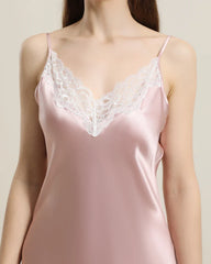 Silk Nightgown with Delicate Lace Details