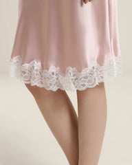 Silk Nightgown with Delicate Lace Details