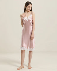 Silk Nightgown with Delicate Lace Details