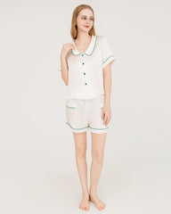 Piped Silk Shorts Pyjama Set