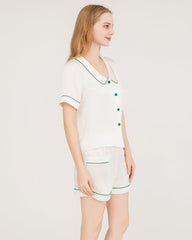 Piped Silk Shorts Pyjama Set