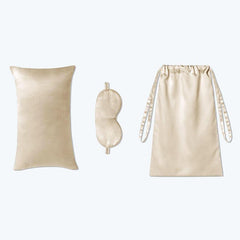 Premium Silk Travel Kit (3 Pcs) – Cushion, Eye Mask & Storage Bag