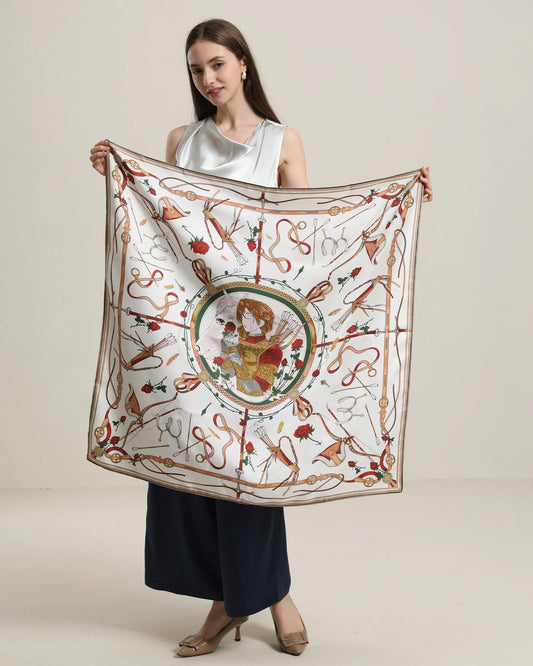 Pure Silk Little Girl Pattern Scarf