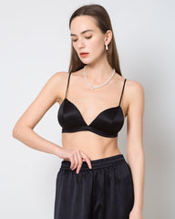 100% Silk Satin Soft Breathable Cap Wireless Bra