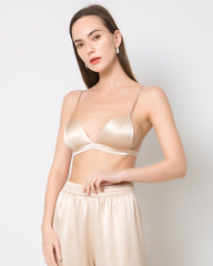 100% Silk Satin Soft Breathable Cap Wireless Bra
