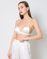 100% Silk Satin Soft Breathable Cap Wireless Bra