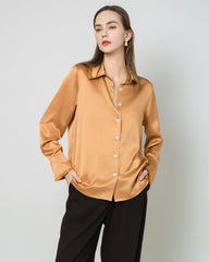 Contrast Collar Silk Blouse