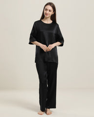 Round Neck Short-sleeve Silk Pajama Set