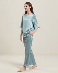 Round Neck Short-sleeve Silk Pajama Set