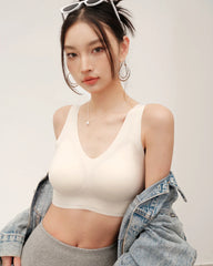 Seamless Wide-Strap Silk Bra