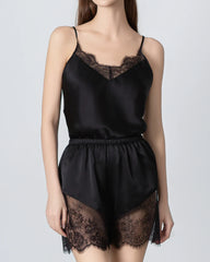Short Lace Camisole Silk Pajama Set
