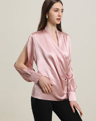 Women's Silk Blouse Shirts with Split Sleeves