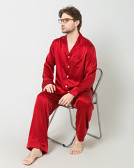 Silk Men's Loosen Long Pajamas