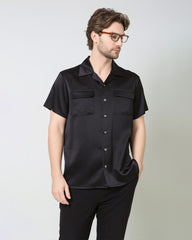 Silk Men's Short Sleeve Shirt With Two Pockets