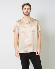 Silk Men's Short Sleeve Shirt With Two Pockets
